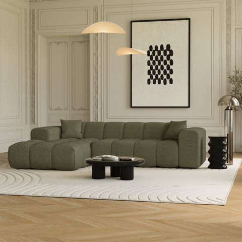 Canapé angle gauche COVA tissu bouclette