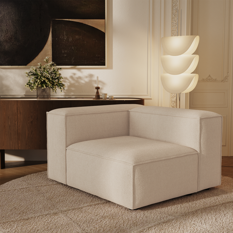 Module d'angle gauche CUBI velours chenillé crème