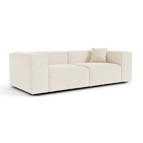 Canapé modulable 3 places CUBI velours chenillé crème