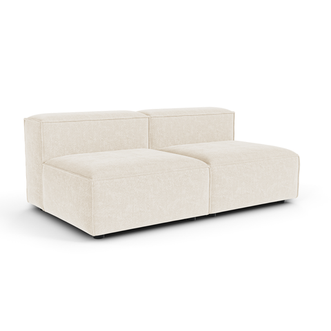 Canapé modulable 3 places CUBI velours chenillé crème