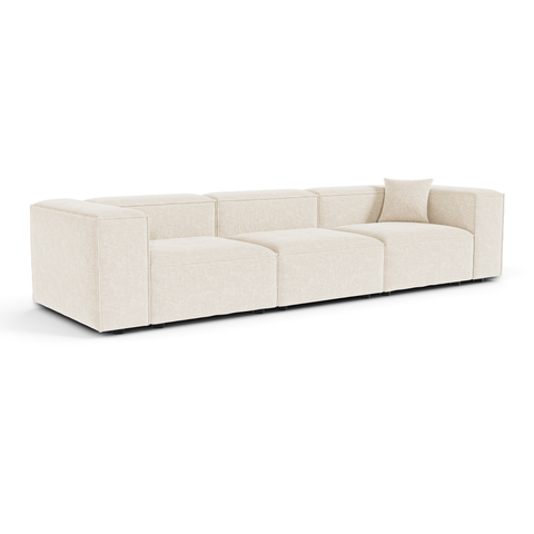Canapé modulable 4-5 places CUBI velours chenillé crème