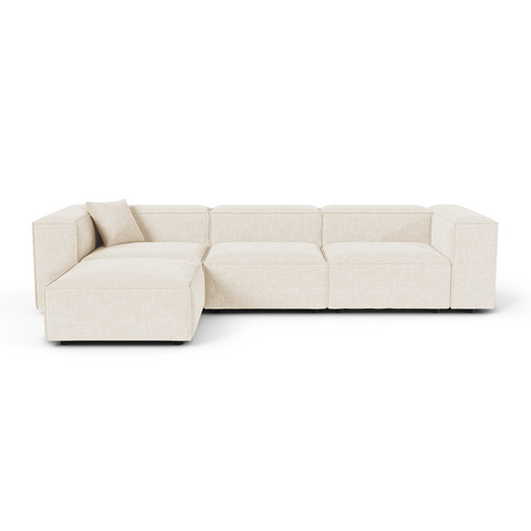 Canapé d'angle modulable 5-6 places CUBI velours chenillé crème