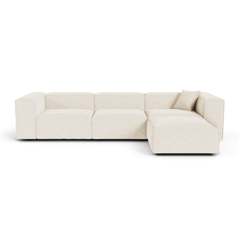 Canapé d'angle modulable 5-6 places CUBI velours chenillé crème