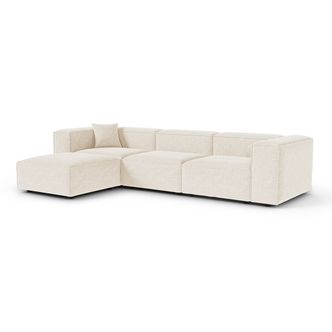 Canapé d'angle modulable 5-6 places CUBI velours chenillé crème