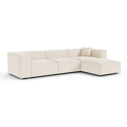 Canapé d'angle modulable 5-6 places CUBI velours chenillé crème