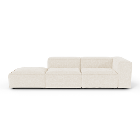 Canapé modulable 4-5 places droit CUBI velours chenillé crème