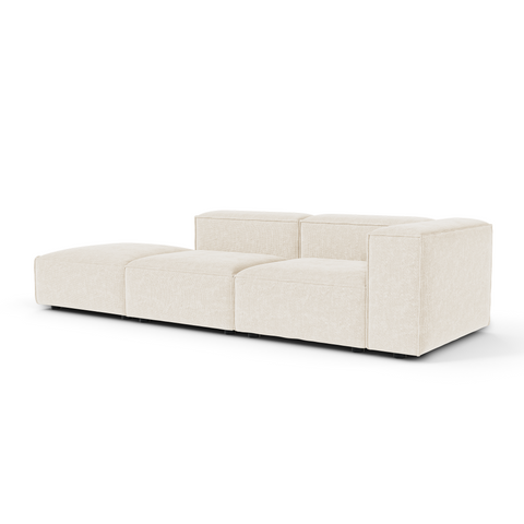Canapé modulable 4-5 places droit CUBI velours chenillé crème