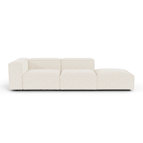 Canapé modulable 4-5 places gauche CUBI velours chenillé crème