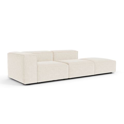 Canapé modulable 4-5 places gauche CUBI velours chenillé crème