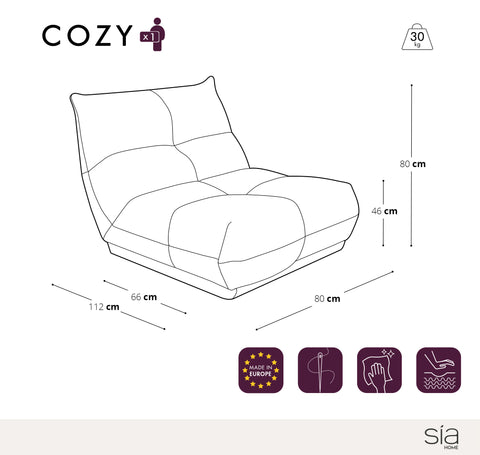 Fauteuil 80cm COZY Cuir