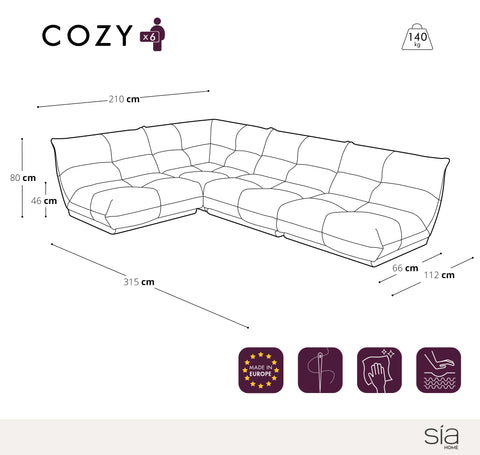 Canapé grand angle gauche COZY Cuir