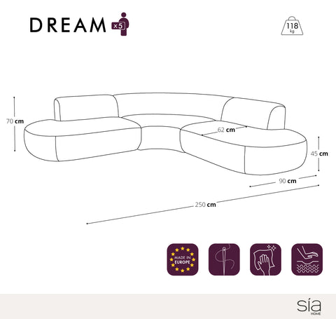 Canapé grand angle DREAM Velours texturé