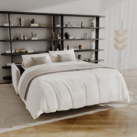 Canapé convertible express matelas Dunlopillo 140cm ELVI Velours