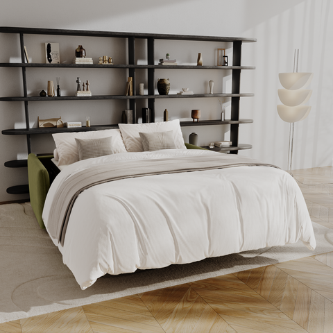 Canapé convertible express matelas Dunlopillo 140cm ELVI Velours