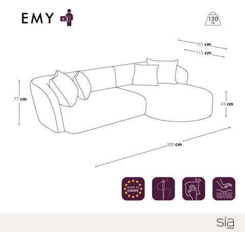 Canapé d'angle droit EMY Bouclette