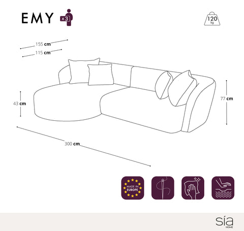 Canapé d'angle gauche EMY Bouclette