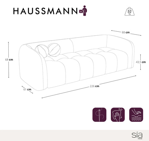 Canapé 3 places HAUSSMANN Velours texturé