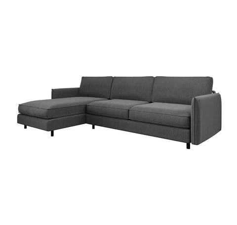 Canapé d'angle gauche convertible express ISAKA Tissu tramé - Matelas Dunlopillo 140cm
