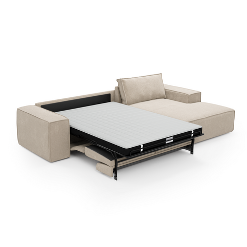 Canapé convertible angle droit matelas Dunlopillo 140cm JOAN Velours à motifs