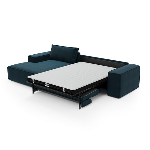 Canapé convertible angle gauche matelas Dunlopillo 140cm JOAN Velours