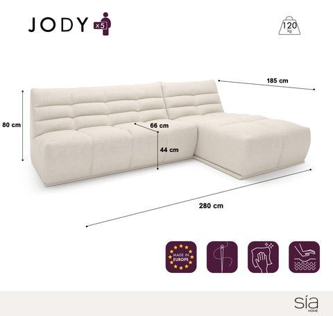 Canapé d'angle droit ou gauche modulable JODY Tissu bouclette