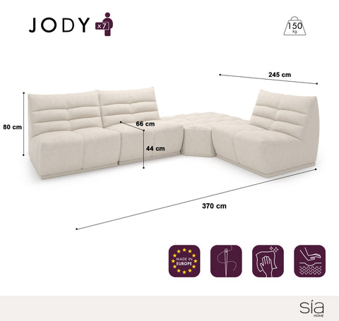 Canapé grand angle droit ou gauche modulable JODY Tissu bouclette