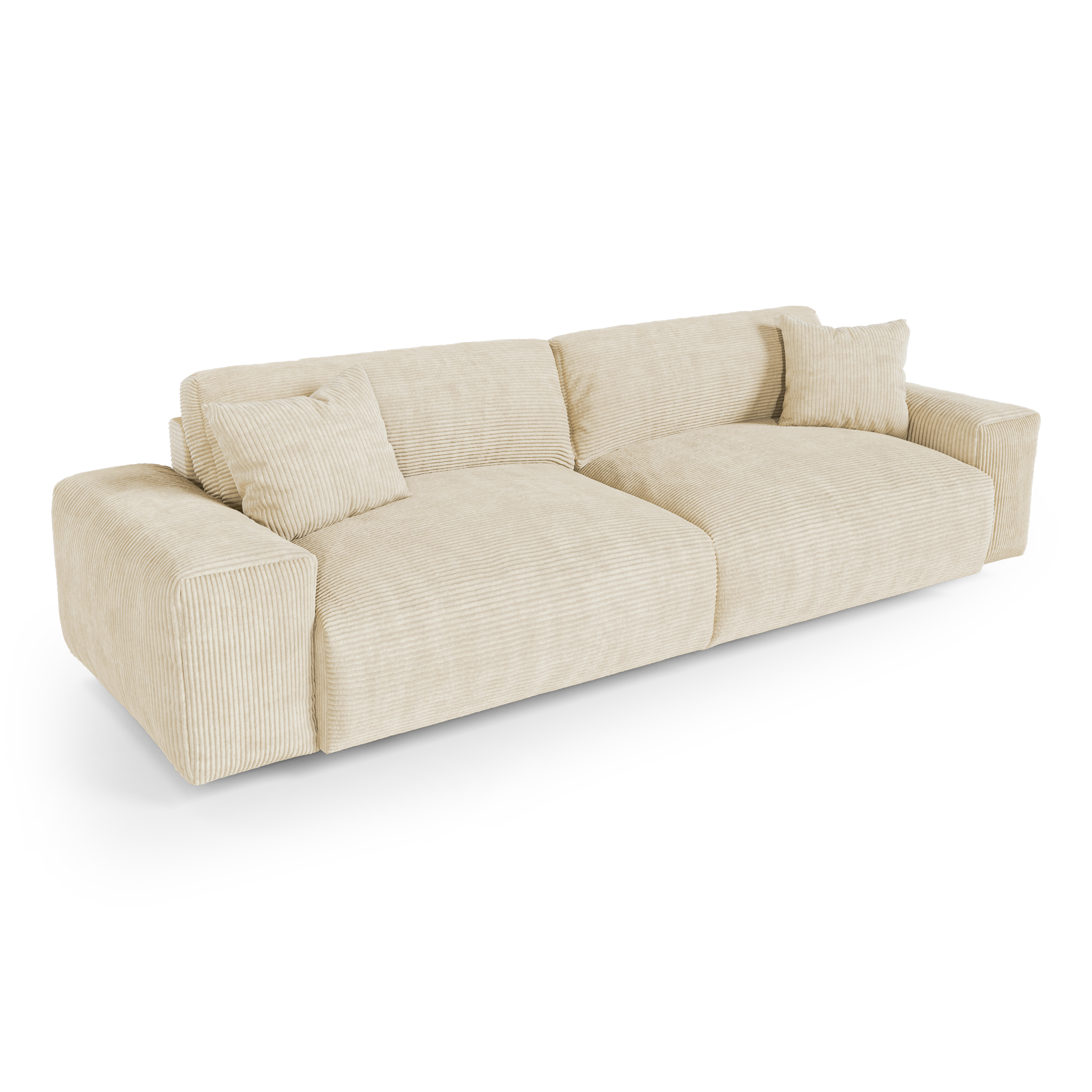 Canapé 3 Places 201 Cm LINSY HOME - Profondeur D'assise Réglable, Tissu Velours Côtelé Beige - Petit Canapé Pour Salon, Chambre, Appartement - Support Jusqu'à 320 Kg - 6