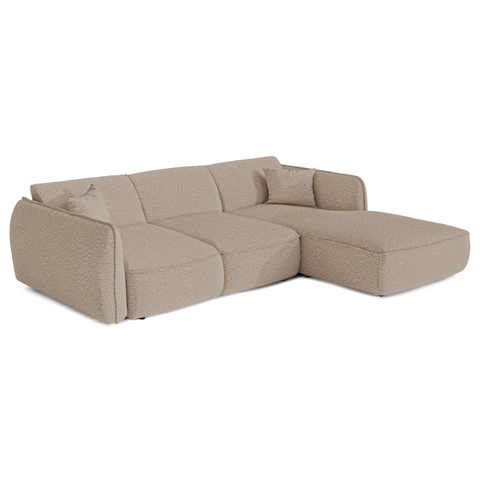 Canapé d'angle droit convertible LIAM tissu bouclette