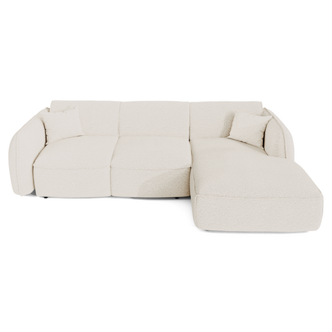 Canapé d'angle droit convertible LIAM tissu bouclette