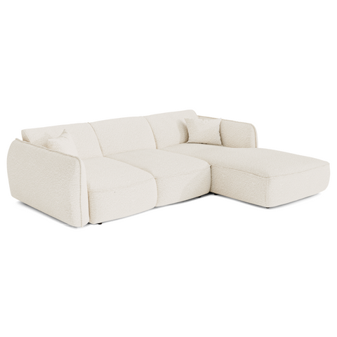 Canapé d'angle droit convertible LIAM tissu bouclette