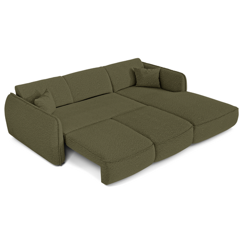 Canapé d'angle droit convertible LIAM tissu bouclette