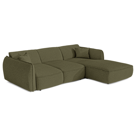 Canapé d'angle droit convertible LIAM tissu bouclette