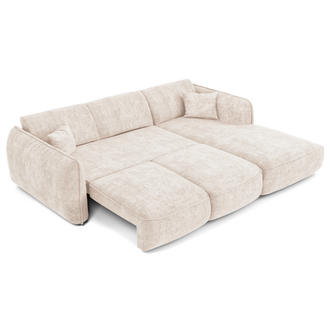 Canapé d'angle droit convertible LIAM velours tramé