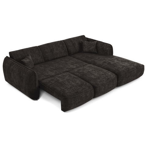 Canapé d'angle droit convertible LIAM velours tramé