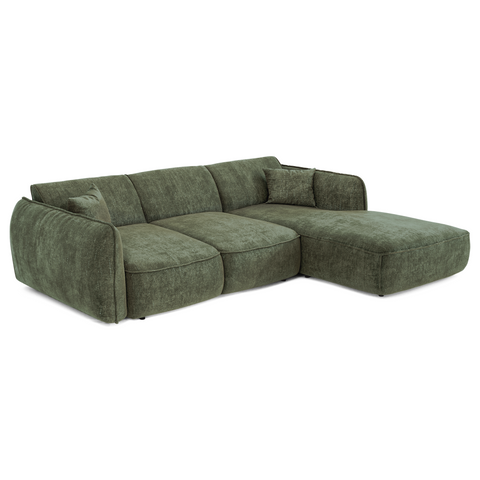 Canapé d'angle droit convertible LIAM velours tramé