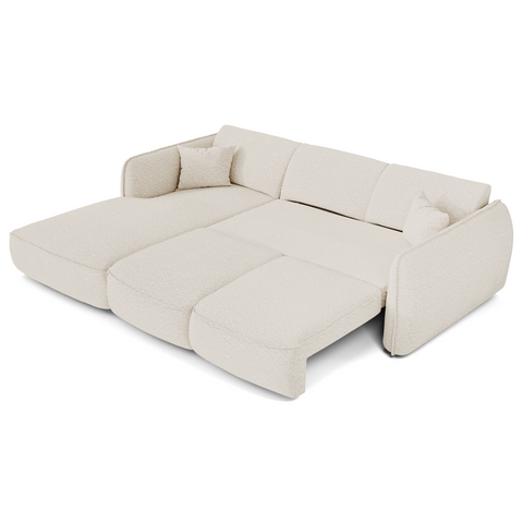 Canapé d'angle gauche convertible LIAM tissu bouclette