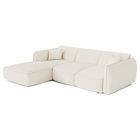 Canapé d'angle gauche convertible LIAM tissu bouclette