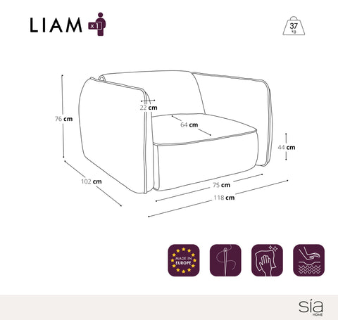 Fauteuil LIAM Velours tramé
