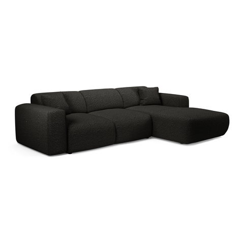 Canapé grand angle droit convertible LIVA Tissu bouclette