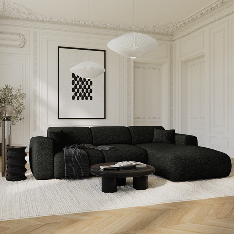 Canapé grand angle droit convertible LIVA Tissu bouclette
