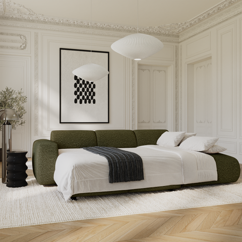 Canapé grand angle droit convertible LIVA Tissu bouclette