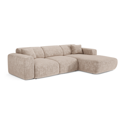 Canapé grand angle droit convertible LIVA Velours gaufré