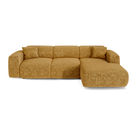 Canapé grand angle droit convertible LIVA Velours gaufré