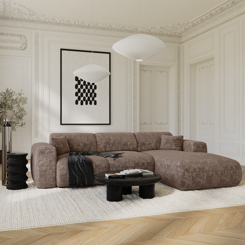 Canapé grand angle droit convertible LIVA Velours gaufré