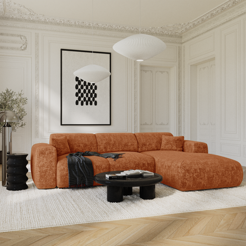 Canapé grand angle droit convertible LIVA Velours gaufré