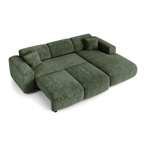 Canapé grand angle droit convertible LIVA Velours gaufré