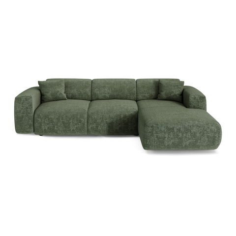 Canapé grand angle droit convertible LIVA Velours gaufré