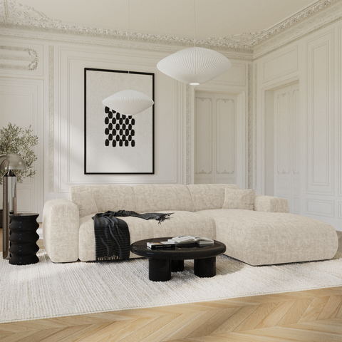 Canapé grand angle droit convertible LIVA Velours texturé
