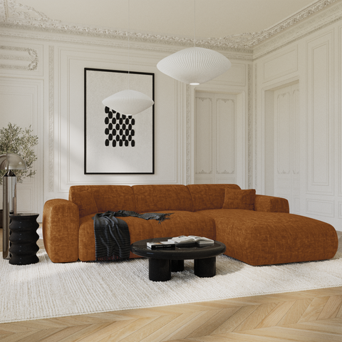 Canapé grand angle droit convertible LIVA Velours texturé