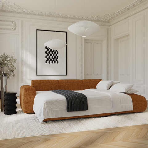 Canapé grand angle droit convertible LIVA Velours texturé